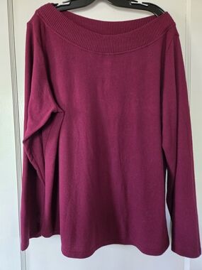 St. John's Bay Sweater Womens 2XL Classic Plum/berry  Boatneck Shirt Comfort Top